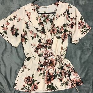 Blush floral blouse